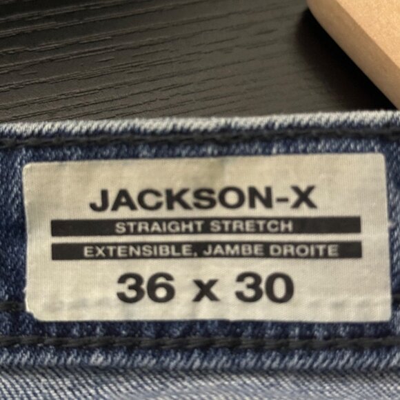 Buffalo David Bitton Jean Men 36 Stretch Straight Dark Wash Distressed Jackson-X - Picture 4 of 15